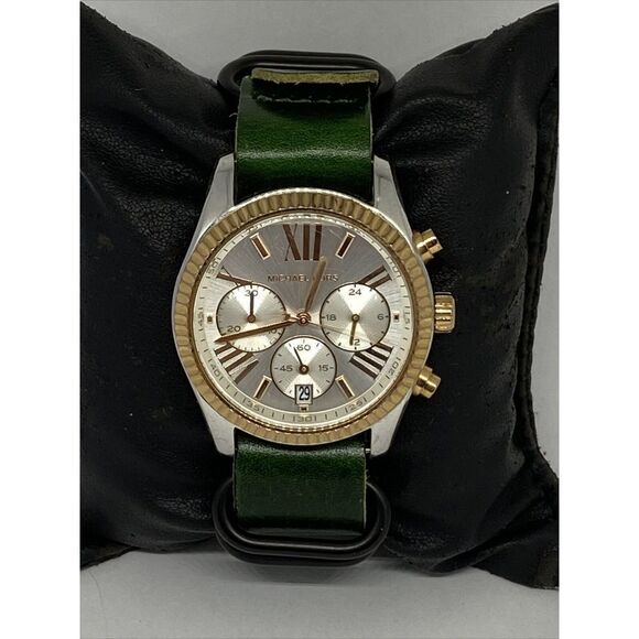 Michael Kors MK5735 Women's Green Leather Analog Dial Quartz Wrist Watch RQ227 - Picture 1 of 12